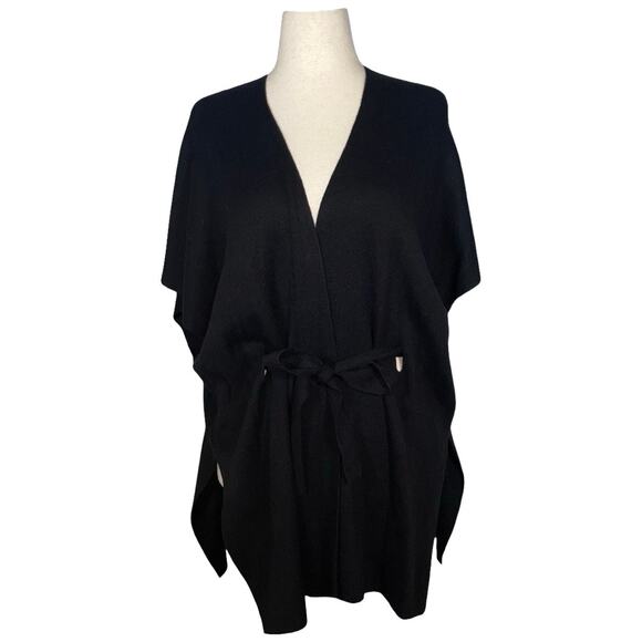 NEW Banana Republic Black Knit Tie Waist Poncho Size: One Size - Picture 2 of 5